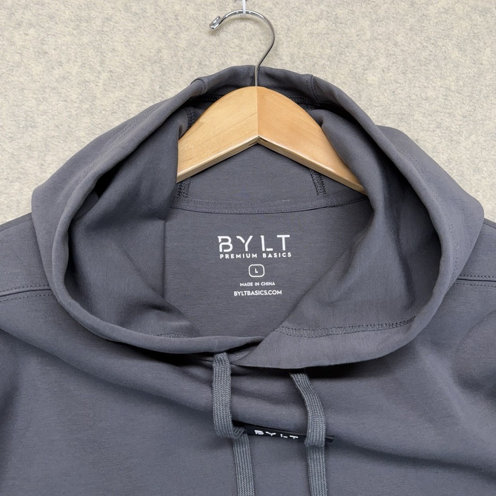 BYLT Premium Basics Drop-Cut Hoodie Gray Pullover Mens Large - Picture 5 of 12